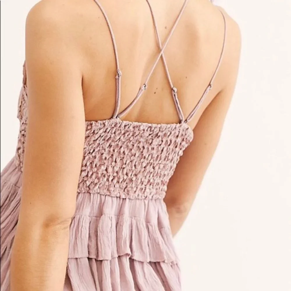Free People Adella Cami Mauve Lace Ruffled Tank Top XS - Picture 5 of 10